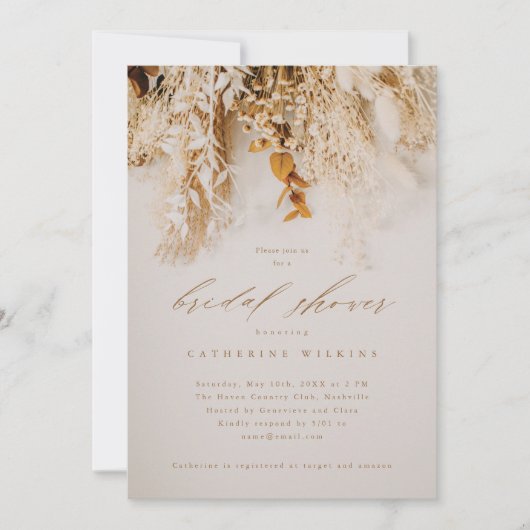 Boho Fall Blume Hochzeit Brautparty Einladung (Vorderseite)