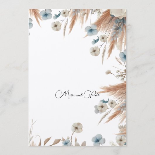 Boho Fall Blume Hochzeit Menükarte (Rückseite)