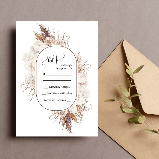 Boho Fall Blume Hochzeit-RSVP-Karte Einladung