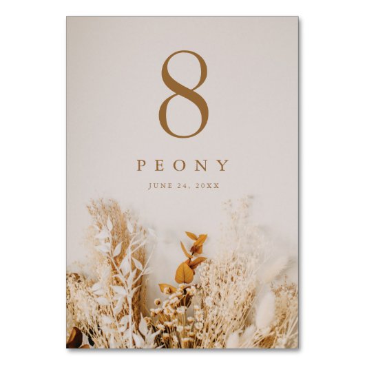 Boho Fall Blume Hochzeit Tischnummer (Rückseite)