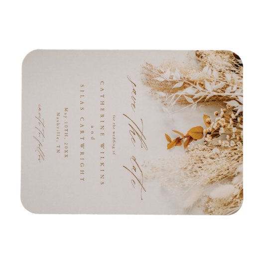 Boho Fall-Blume Hochzeiten speichern das Datum Magnet (Horizontal)