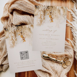Boho Fall Blume mit QR Code Wedding Einladung