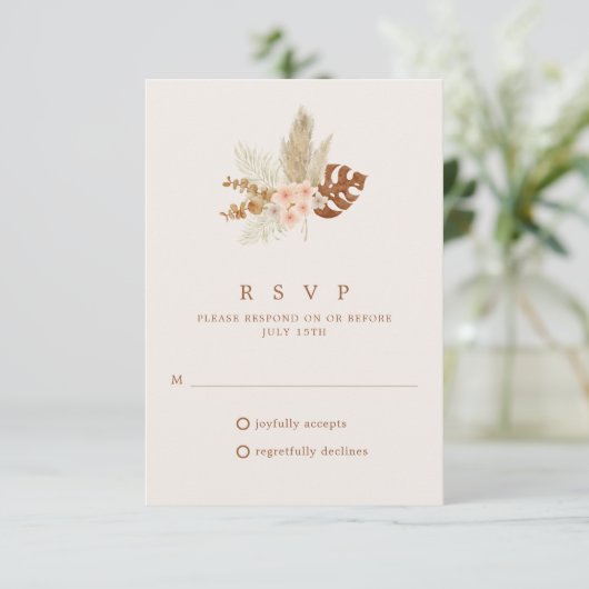 Boho Fall Blume Rustic Wedding RSVP (Stehend Vorderseite)