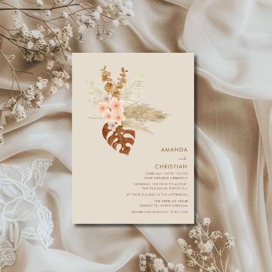 Boho Fall Blume Rustikale Hochzeit im Freien Einladung