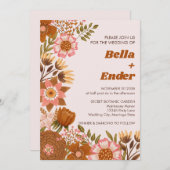 Boho Fall Blume Terracotta Wedding Einladung (Vorne/Hinten)