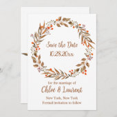Boho Fall Blume Wreath Wedding Save The Date (Vorne/Hinten)