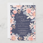 Boho Fall blumenrosa Brautparty Einladung (Vorderseite)