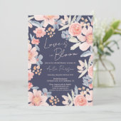 Boho Fall blumenrosa Brautparty Einladung (Stehend Vorderseite)