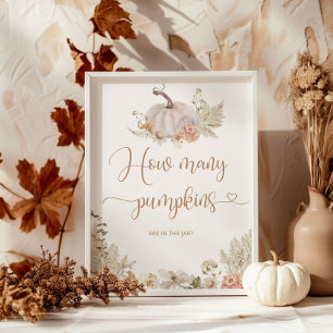 Boho Fall Blütenraten, wie viele Kürbis Poster
