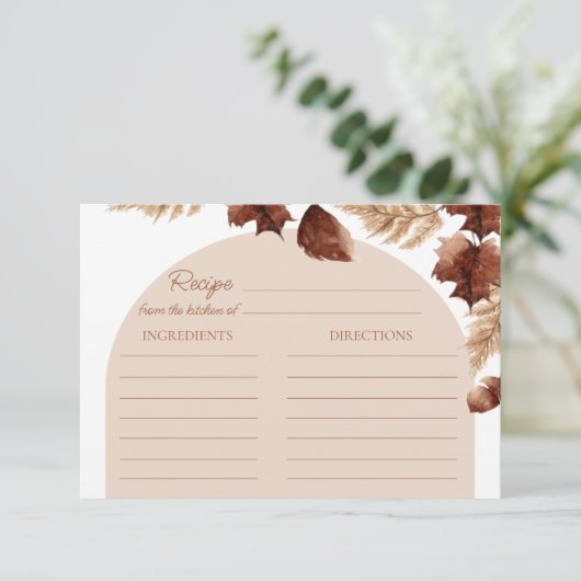 Boho Fall Brautparty Rezept Karte (Stehend Vorderseite)