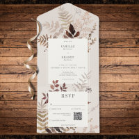 Boho Fall Brown Botanical Wedding QR Code