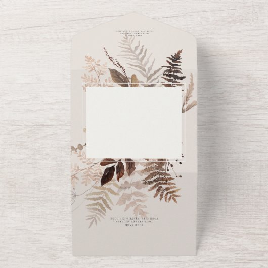 Boho Fall Brown Botanisches Hochzeitsessen All In One Einladung (Außenbereich)