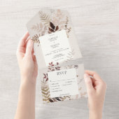 Boho Fall Brown Botanisches Hochzeitsessen All In One Einladung (Abreißen)