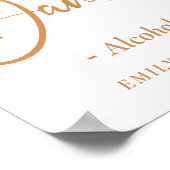 Boho Fall Burnt Orange Wedding Bar Sign Poster (Ecke)