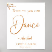 Boho Fall Burnt Orange Wedding Bar Sign Poster (Vorne)
