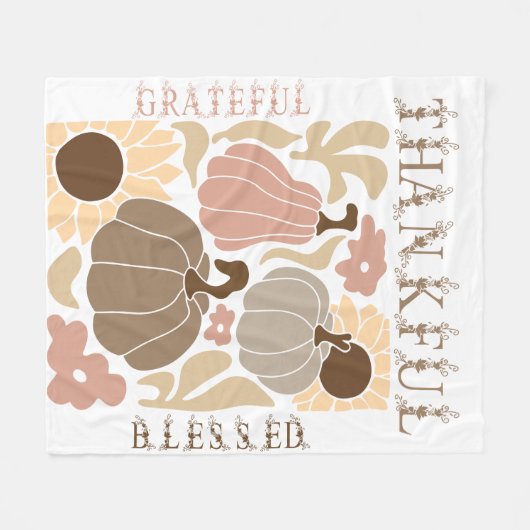 Boho Fall dankbar Nochmals gesegneter Erntedank Fleecedecke (Vorderseite (Horizontal))