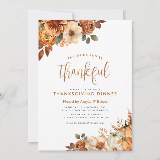 Boho Fall Erntedank Einladung (Vorderseite)