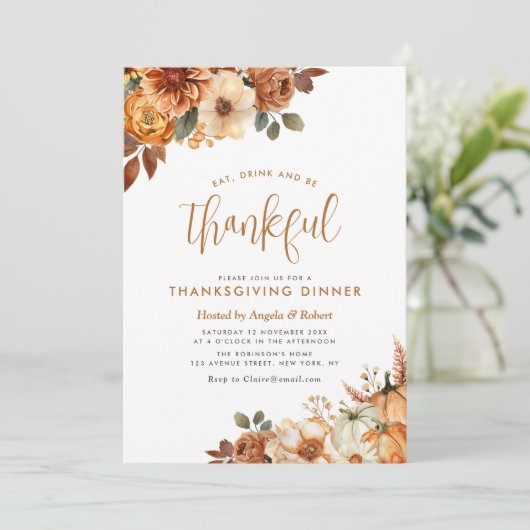 Boho Fall Erntedank Einladung (Stehend Vorderseite)