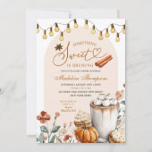 Boho Fall Etwas Süßes ist das Brewing Baby Shower Einladung (Vorderseite)