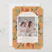 Boho Fall Floral Arch Foto Geburtsankündigung Einladung (Vorderseite)