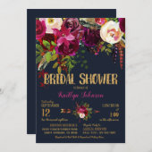 Boho Fall Floral Arrow Bouquet Brautparty Einladung (Vorne/Hinten)