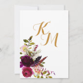 Boho Fall Floral Arrow Bouquet Wedding Einladung (Rückseite)