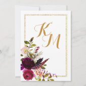 Boho Fall Floral Arrow Bouquet Wedding Einladung (Rückseite)