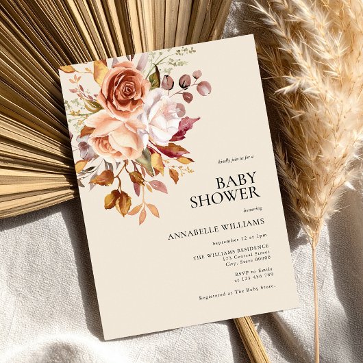 Boho Fall Floral Baby Dusche Einladung