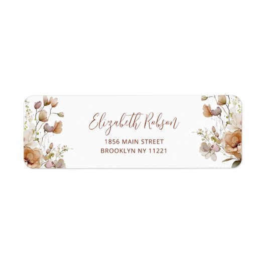 Boho Fall Floral Baby Dusche Rücksendeadresse (Vorne)