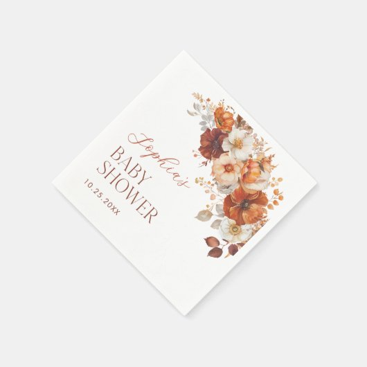 Boho Fall Floral Baby Dusche Serviette (Ecke)