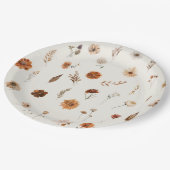 Boho Fall Floral Baby Shower Pappteller (Schrägansicht)