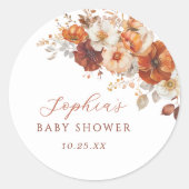 Boho Fall Floral Baby Shower  Runder Aufkleber (Vorderseite)