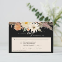 BOHO Fall Floral Black in Tan Pampas Grass Wedding