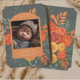 Boho Fall Floral Border Baby Birth Ankündigung