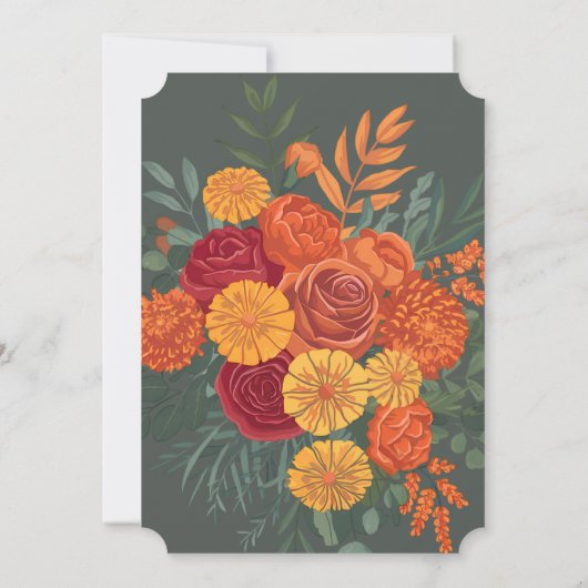 Boho Fall Floral Border Baby Birth Ankündigung (Rückseite)