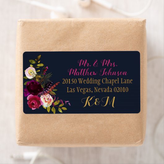 Boho Fall Floral Bouquet Wedding Label (Insitu)