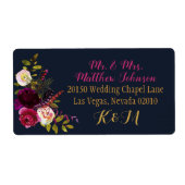 Boho Fall Floral Bouquet Wedding Label (Vorne)