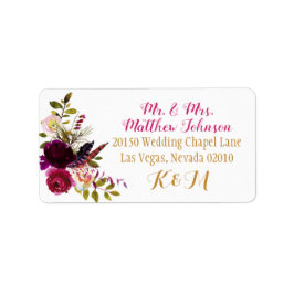 Boho Fall Floral Bouquet Wedding Label Adressaufkleber