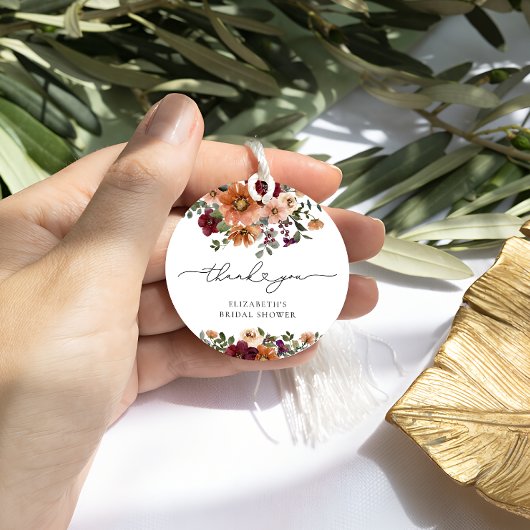 Boho Fall Floral Brautparty Vielen Dank Geschenkanhänger