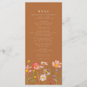 Boho Fall Floral Burnt Orange Wedding Menükarte (Vorderseite)