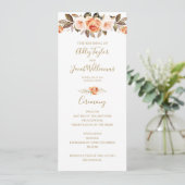 Boho Fall Floral Burnt Orange Wedding Program Programm (Stehend Vorderseite)