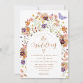 Boho Fall Floral Butterfly Wedding Einladung (Vorderseite)