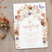 Boho Fall Floral Butterfly Wedding Einladung
