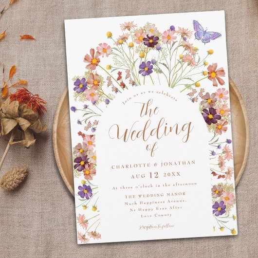 Boho Fall Floral Butterfly Wedding Einladung