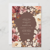 Boho Fall Floral Cream Burgundy Probe Dinner Einladung (Vorderseite)