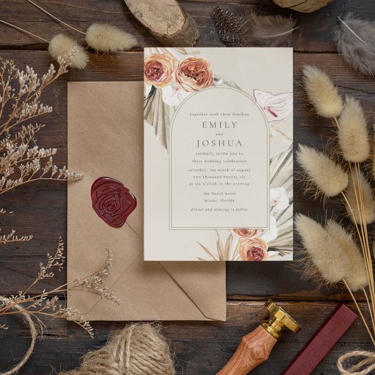 Boho Fall Floral Digital Wedding Einladung