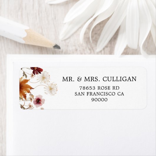 Boho Fall Floral Envelope Rücksendeadresse (Insitu)