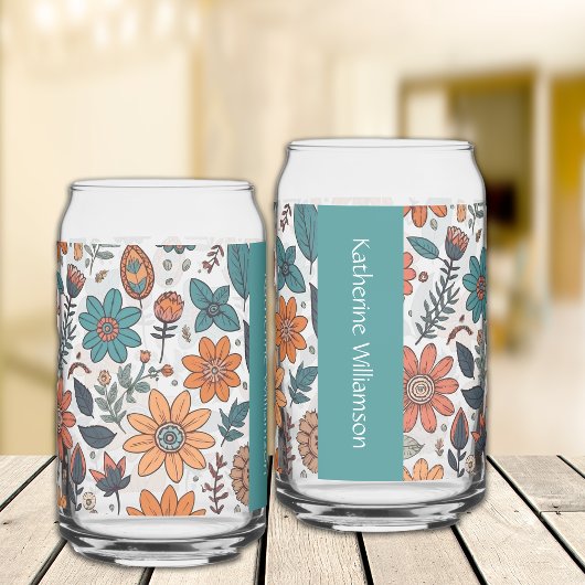 Boho Fall Floral Erntedank Gifts Individuelle Name Dosenglas