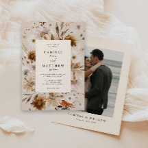 Boho Fall Floral Foto Hochzeit Einladung