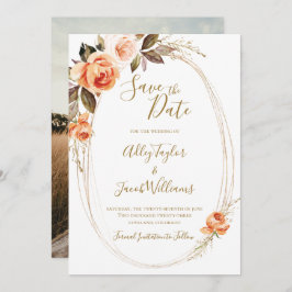Boho Fall Floral Foto Hochzeit speichern das Datum Save The Date